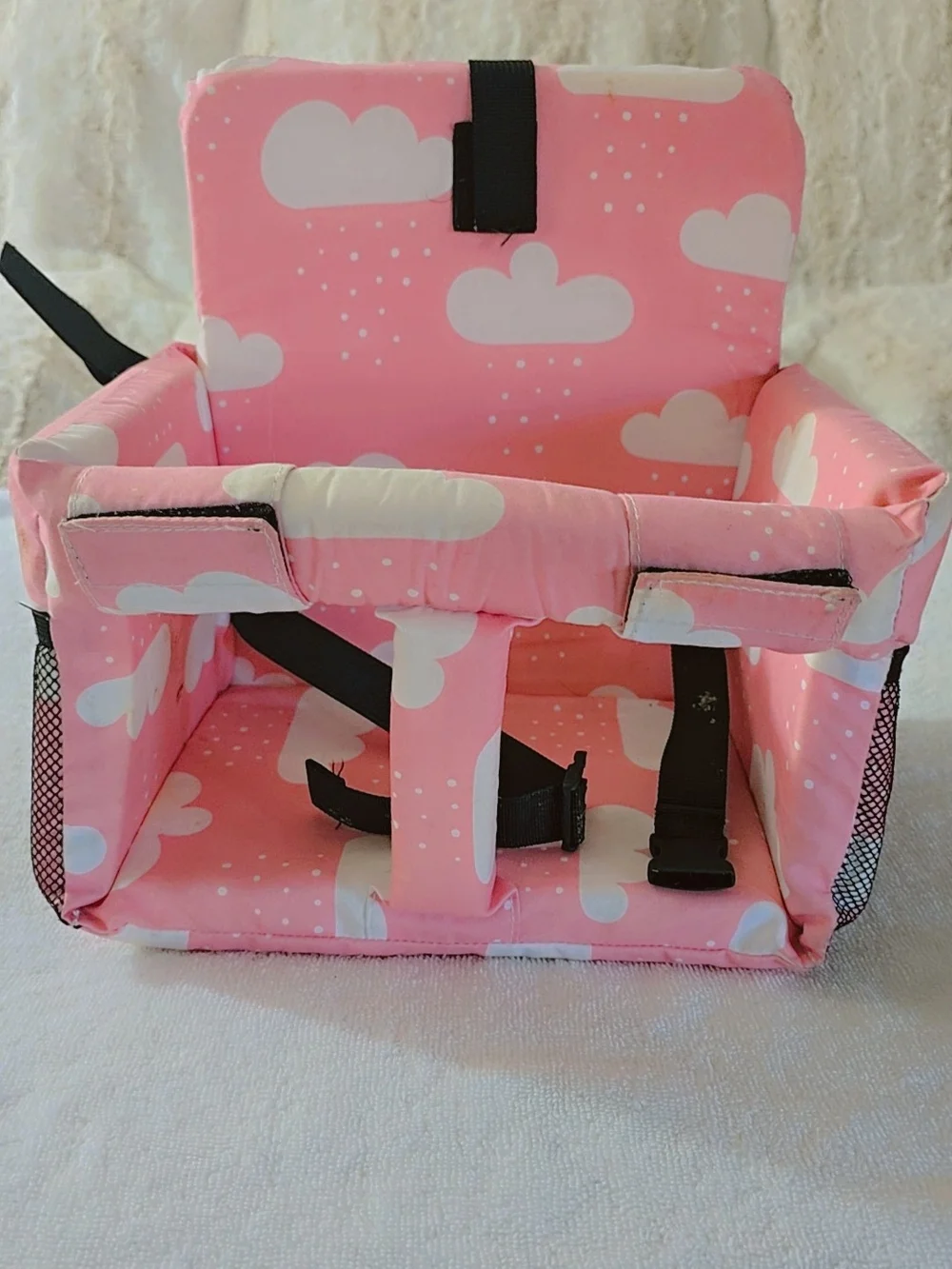 Pink Cloud Kids Travel Booster Seat with Safety Straps
